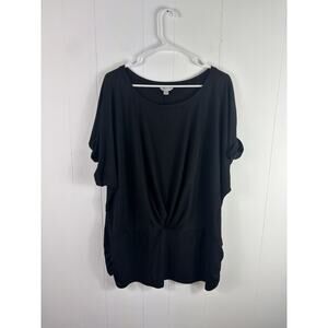 Cato Black Relaxed Front Knot Blouse Stretch Plus Size 26/28W